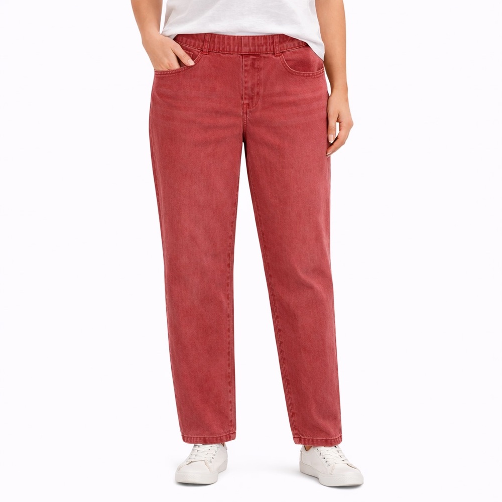 Soft Surroundings Women's Brick Red Straight Leg Jeans